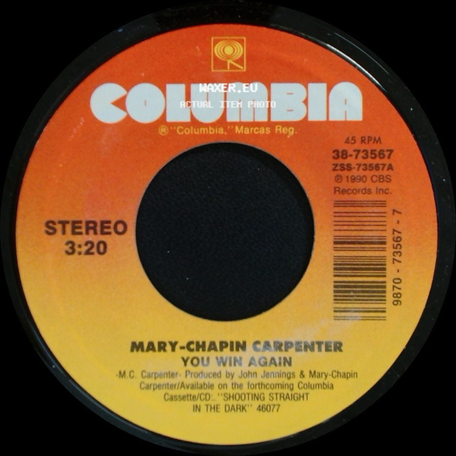 Mary-Chapin Carpenter - The Moon And St. Christopher / You Win Again side B
