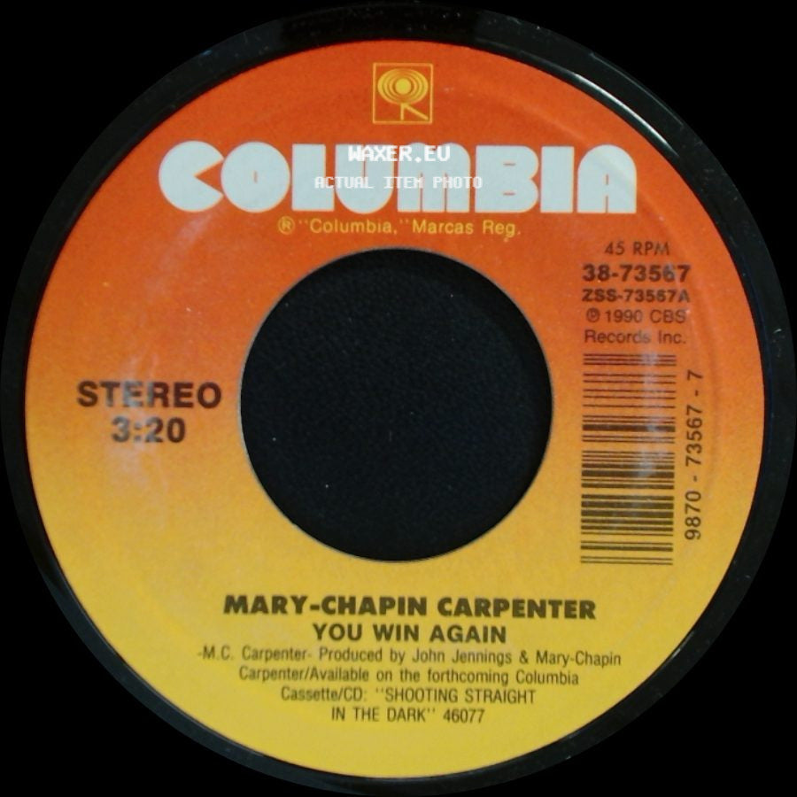 Mary-Chapin Carpenter - The Moon And St. Christopher / You Win Again side B