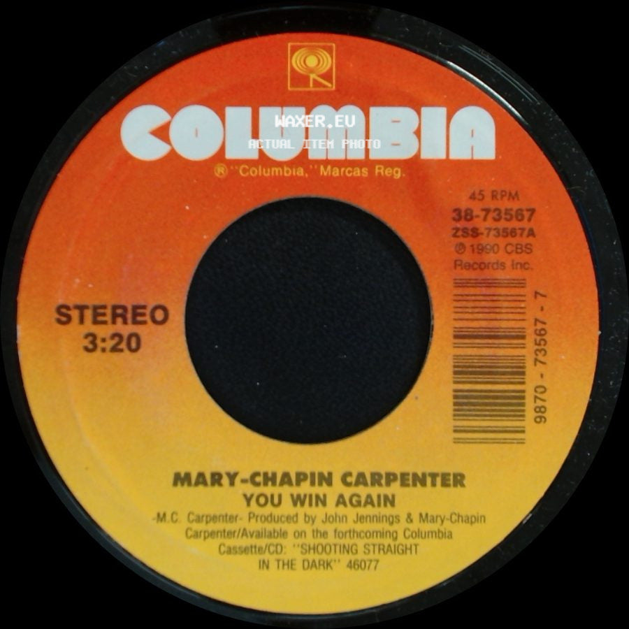 Mary-Chapin Carpenter - You Win Again / The Moon And St. Christopher side A