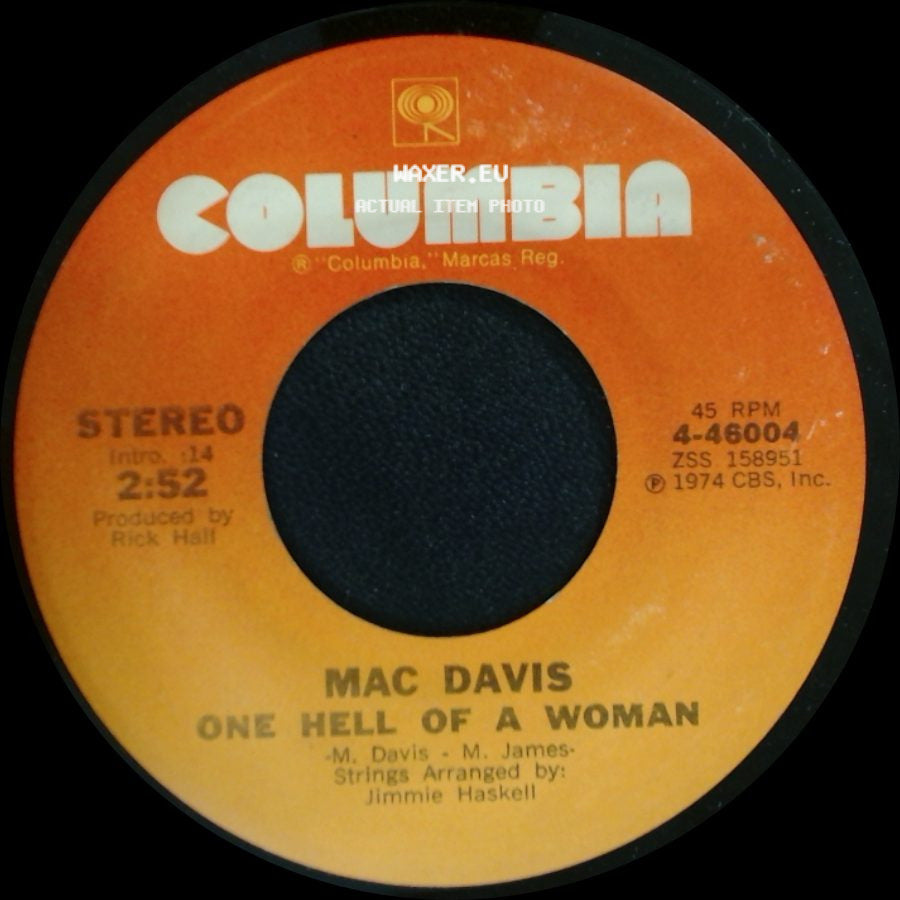 Mac Davis - A Poor Man's Gold / One Hell Of A Woman side B