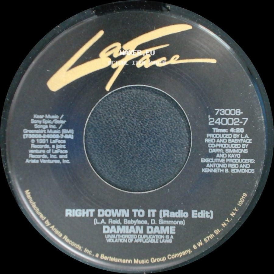 Damian Dame - Right Down To It (Album Version) / Right Down To It (Radio Edit) side B