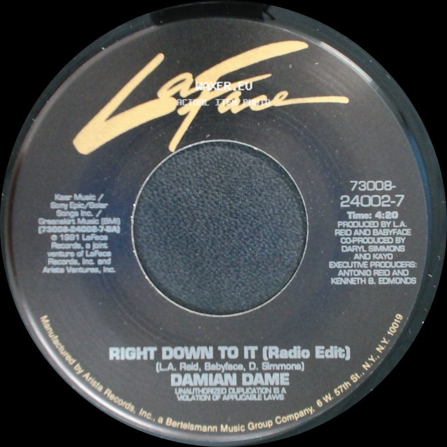 Damian Dame - Right Down To It (Album Version) / Right Down To It (Radio Edit) side B