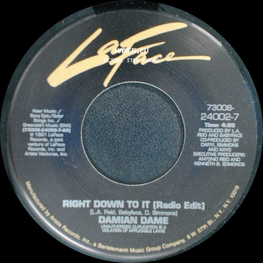 Damian Dame - Right Down To It (Radio Edit) / Right Down To It (Album Version) side A