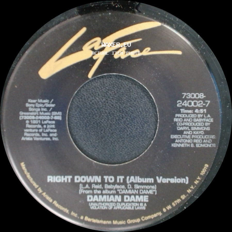 Damian Dame - Right Down To It (Radio Edit) / Right Down To It (Album Version) side B