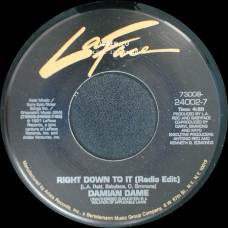 Damian Dame - Right Down To It (Radio Edit) / Right Down To It (Album Version) side A