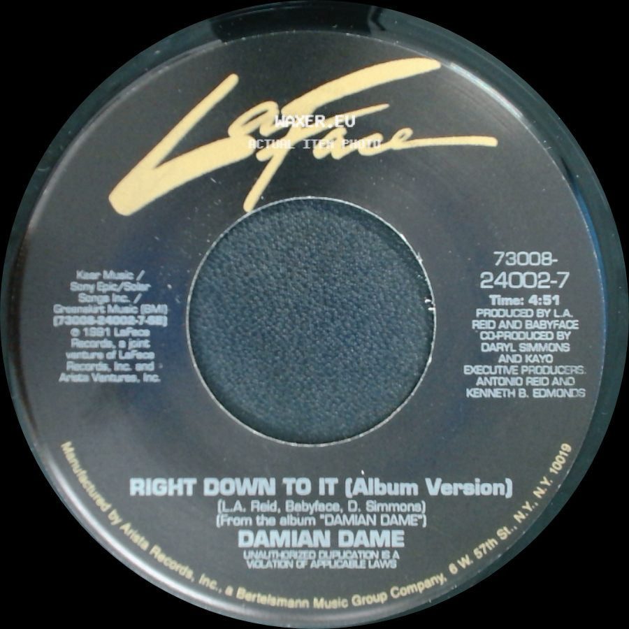 Damian Dame - Right Down To It (Radio Edit) / Right Down To It (Album Version) side B