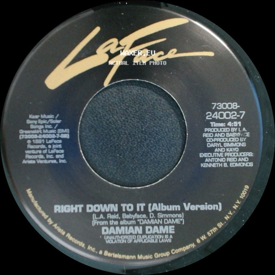 Damian Dame - Right Down To It (Radio Edit) / Right Down To It (Album Version) side B