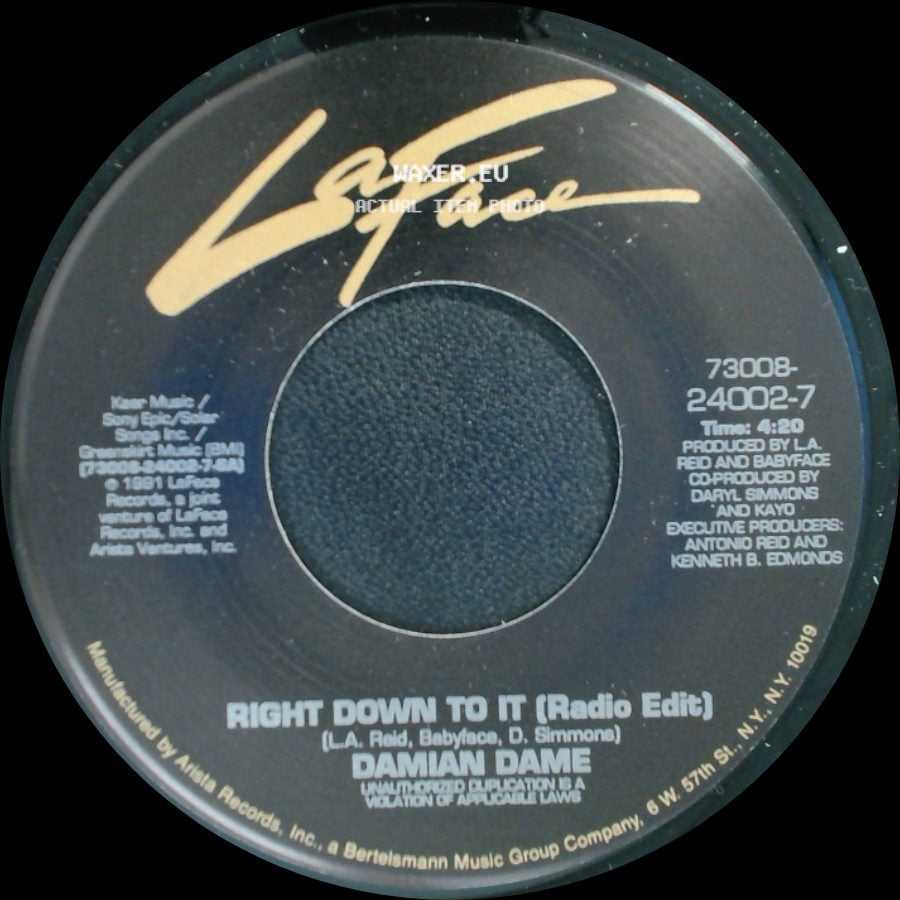 Damian Dame - Right Down To It (Album Version) / Right Down To It (Radio Edit) side B