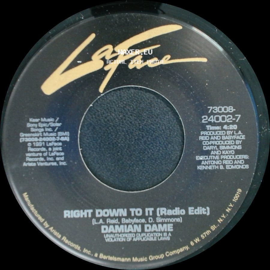 Damian Dame - Right Down To It (Radio Edit) / Right Down To It (Album Version) side A