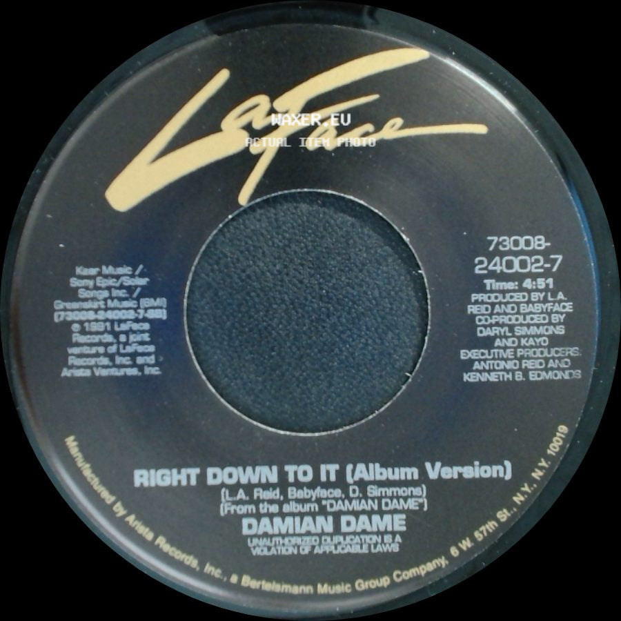 Damian Dame - Right Down To It (Radio Edit) / Right Down To It (Album Version) side B