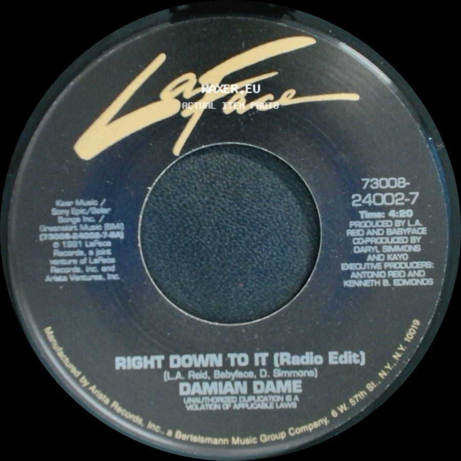 Damian Dame - Right Down To It (Radio Edit) / Right Down To It (Album Version) side A
