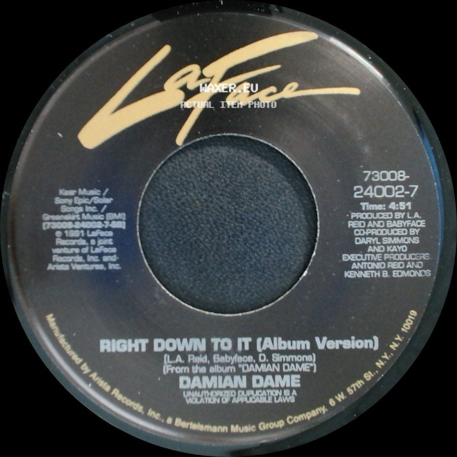 Damian Dame - Right Down To It (Radio Edit) / Right Down To It (Album Version) side B