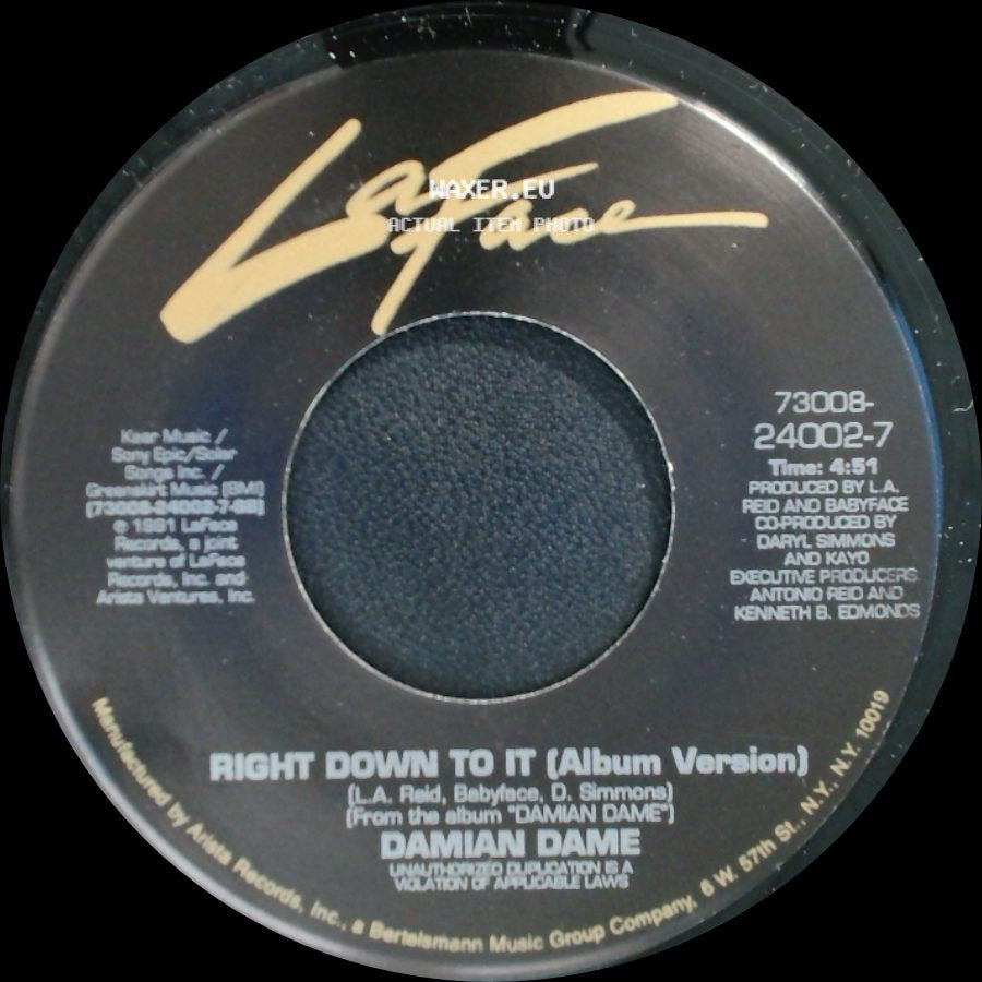 Damian Dame - Right Down To It (Radio Edit) / Right Down To It (Album Version) side B