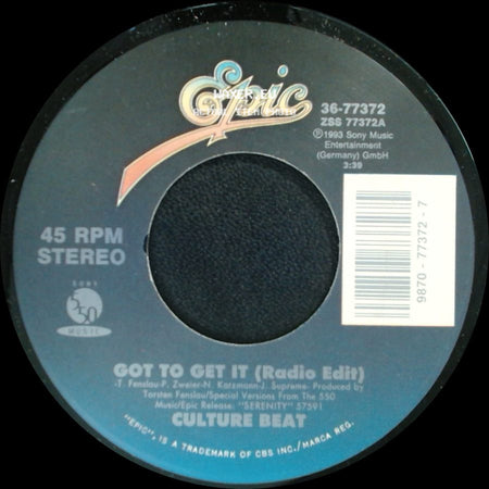 Culture Beat - Got To Get It (Radio Edit) / Mr. Vain (Radio Edit) side A