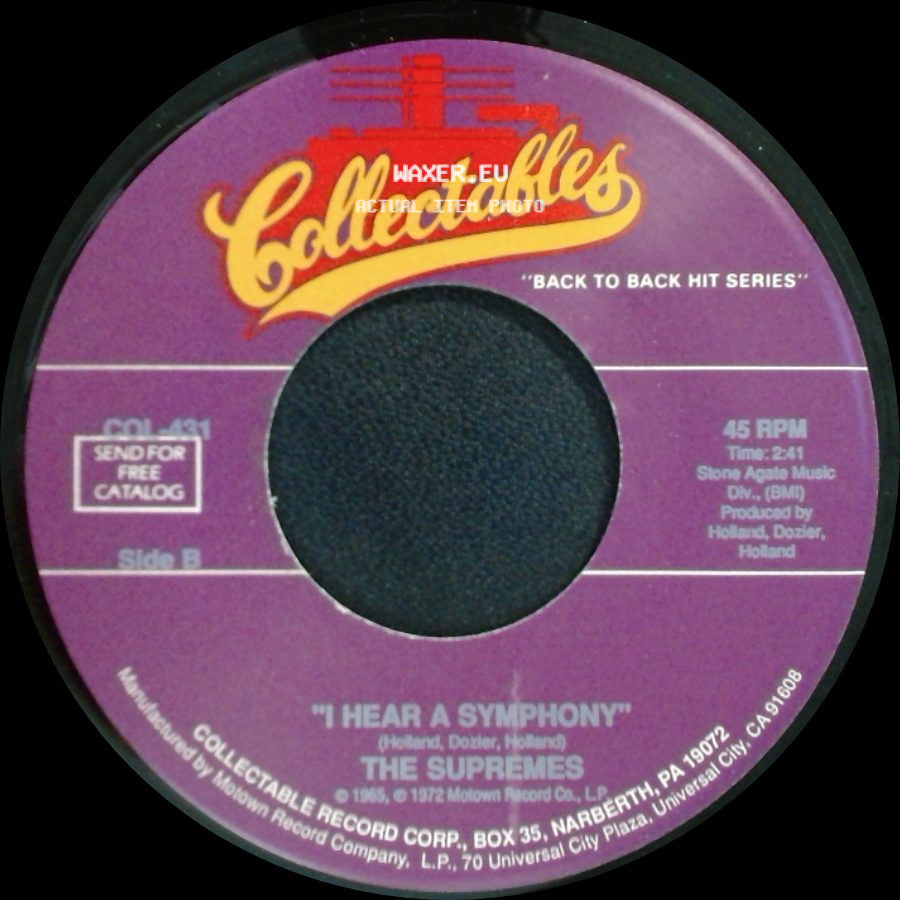 The Supremes - Nothing But Heartaches / I Hear A Symphony side B