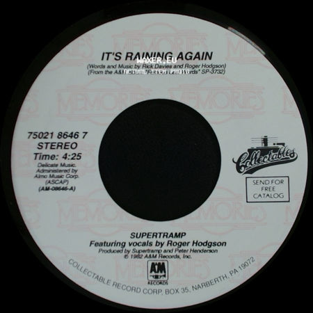 Supertramp - It's Raining Again / My Kind Of Lady side A