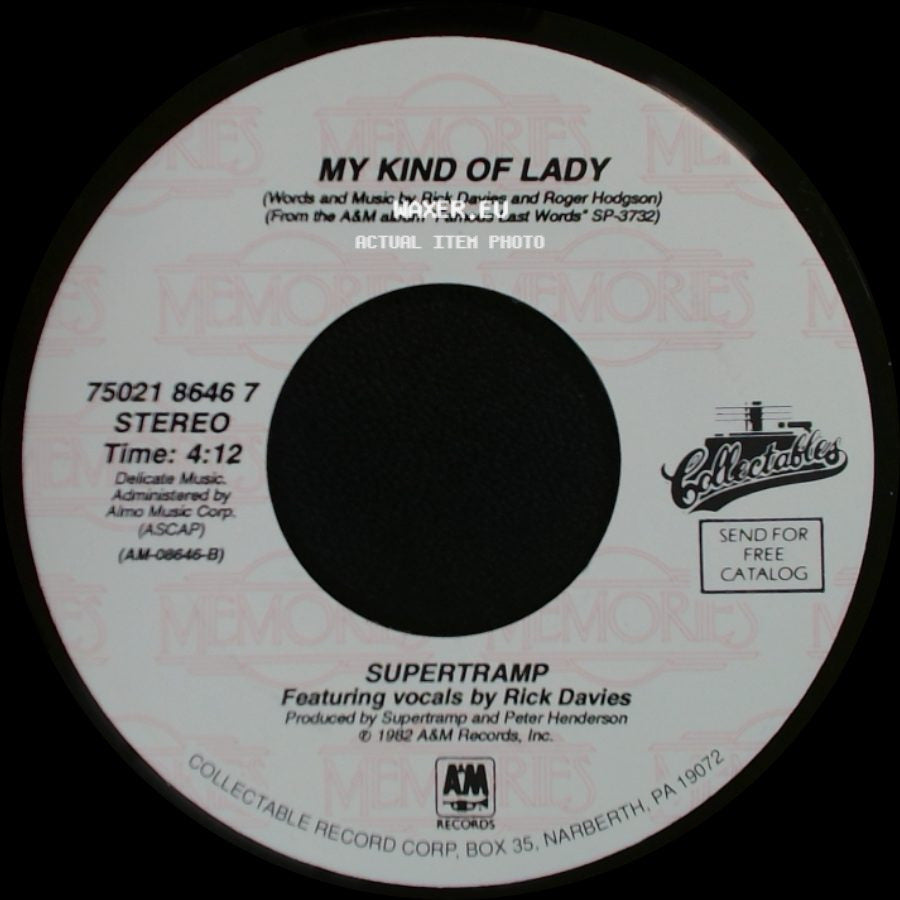 Supertramp - It's Raining Again / My Kind Of Lady side B