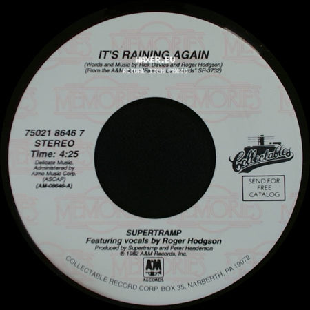 Supertramp - It's Raining Again / My Kind Of Lady side A