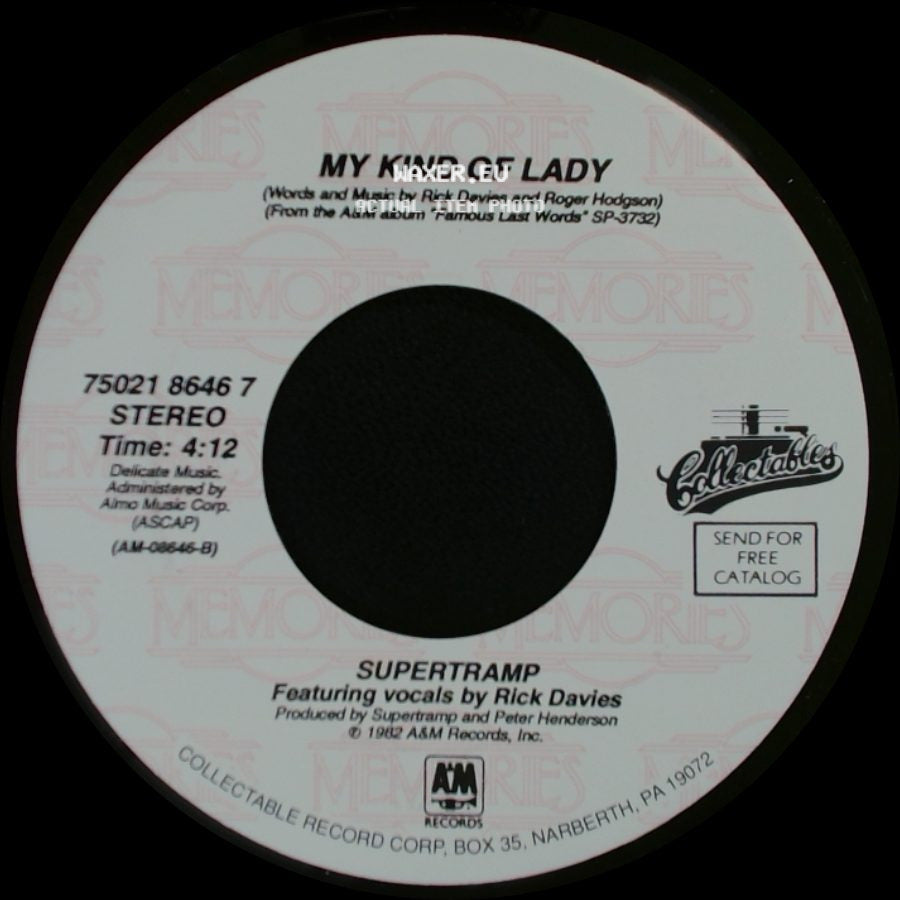 Supertramp - It's Raining Again / My Kind Of Lady side B