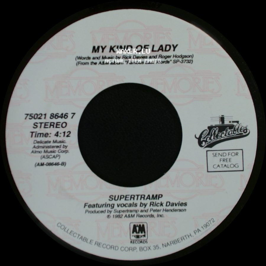 Supertramp - My Kind Of Lady / It's Raining Again side A