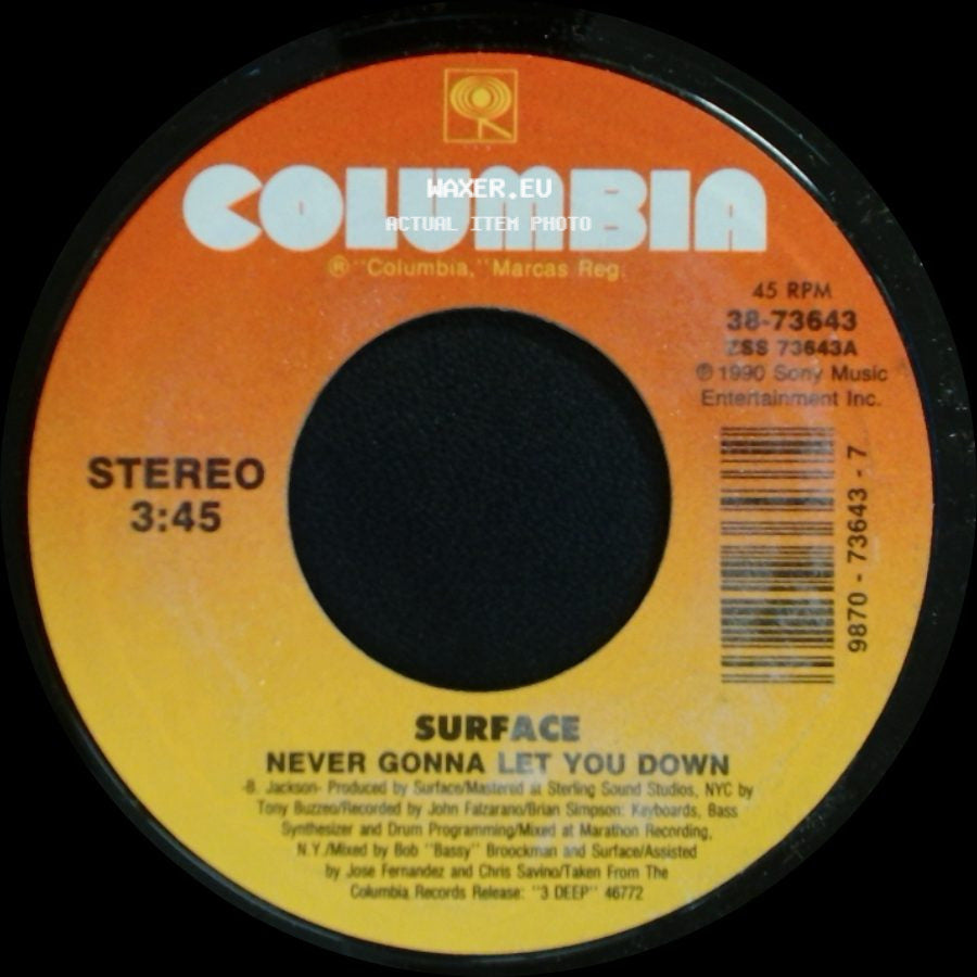 Surface - Never Gonna Let You Down / Gotta Make Love Tonight side A