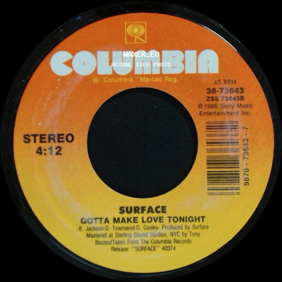 Surface - Never Gonna Let You Down / Gotta Make Love Tonight side B