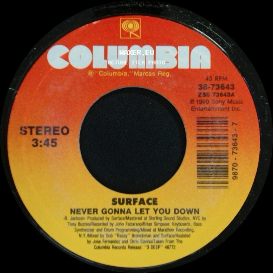 Surface - Never Gonna Let You Down / Gotta Make Love Tonight side A