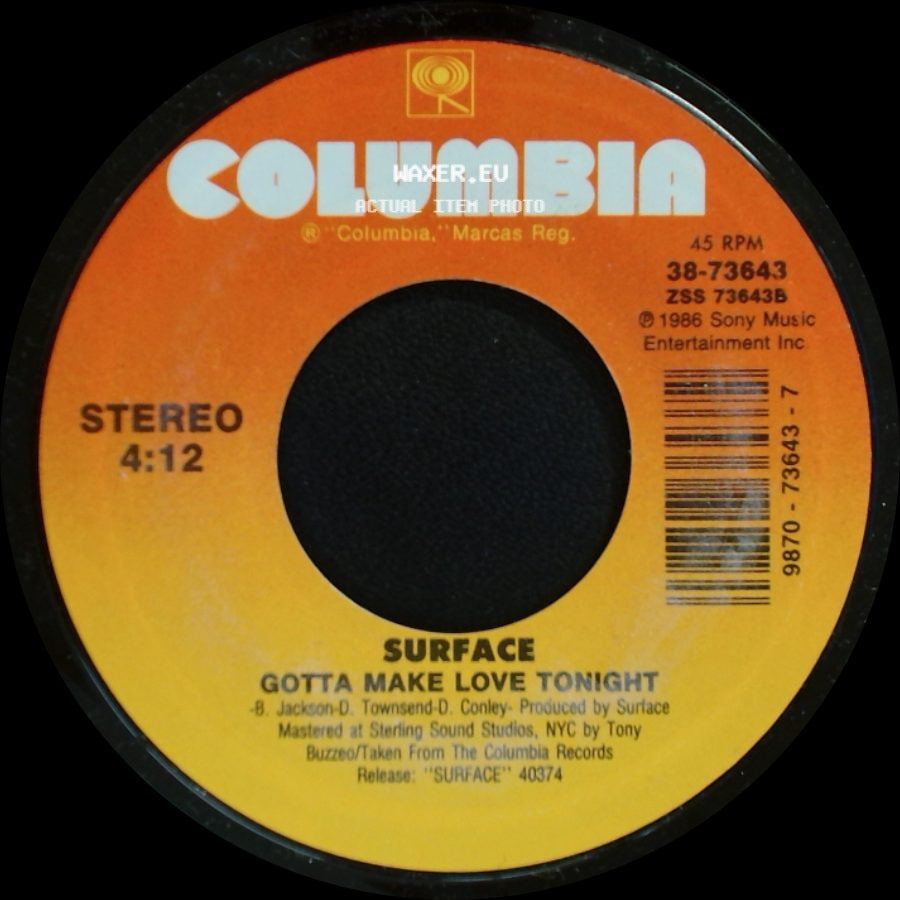 Surface - Never Gonna Let You Down / Gotta Make Love Tonight side B
