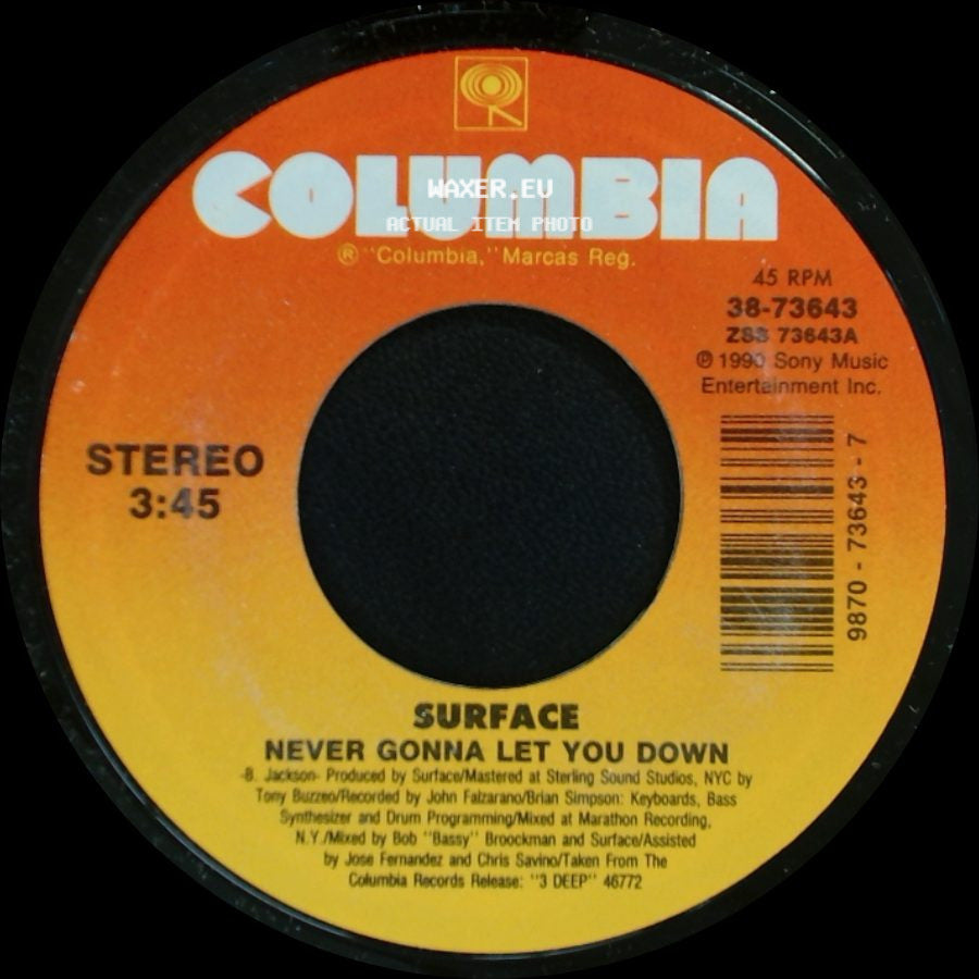 Surface - Never Gonna Let You Down / Gotta Make Love Tonight side A
