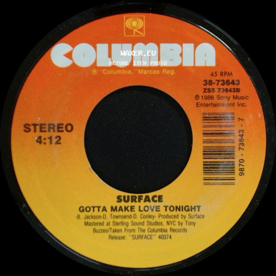 Surface - Never Gonna Let You Down / Gotta Make Love Tonight side B