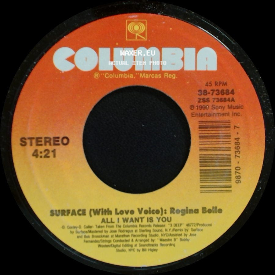Surface (With Love Voice): Regina Belle / Surface - All I Want Is You / Unknown Title B side A