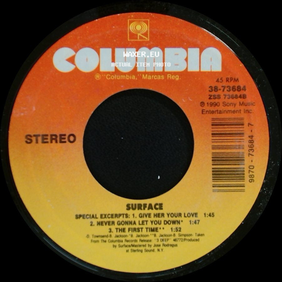 Surface / Surface (With Love Voice): Regina Belle - Unknown Title A / All I Want Is You side A