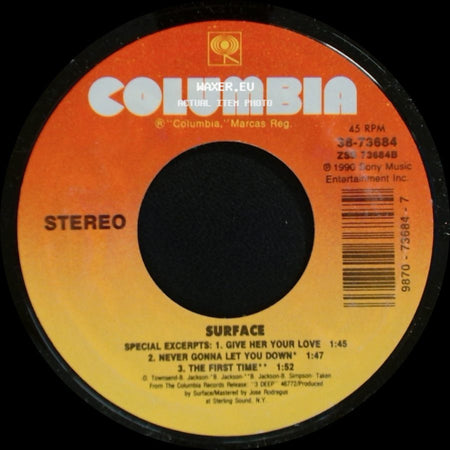Surface / Surface (With Love Voice): Regina Belle - Unknown Title A / All I Want Is You side A