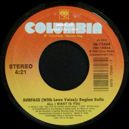 Surface / Surface (With Love Voice): Regina Belle - Unknown Title A / All I Want Is You side B