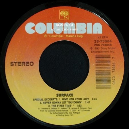 Surface / Surface (With Love Voice): Regina Belle - Unknown Title A / All I Want Is You side A