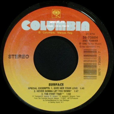 Surface / Surface (With Love Voice): Regina Belle - Unknown Title A / All I Want Is You side A