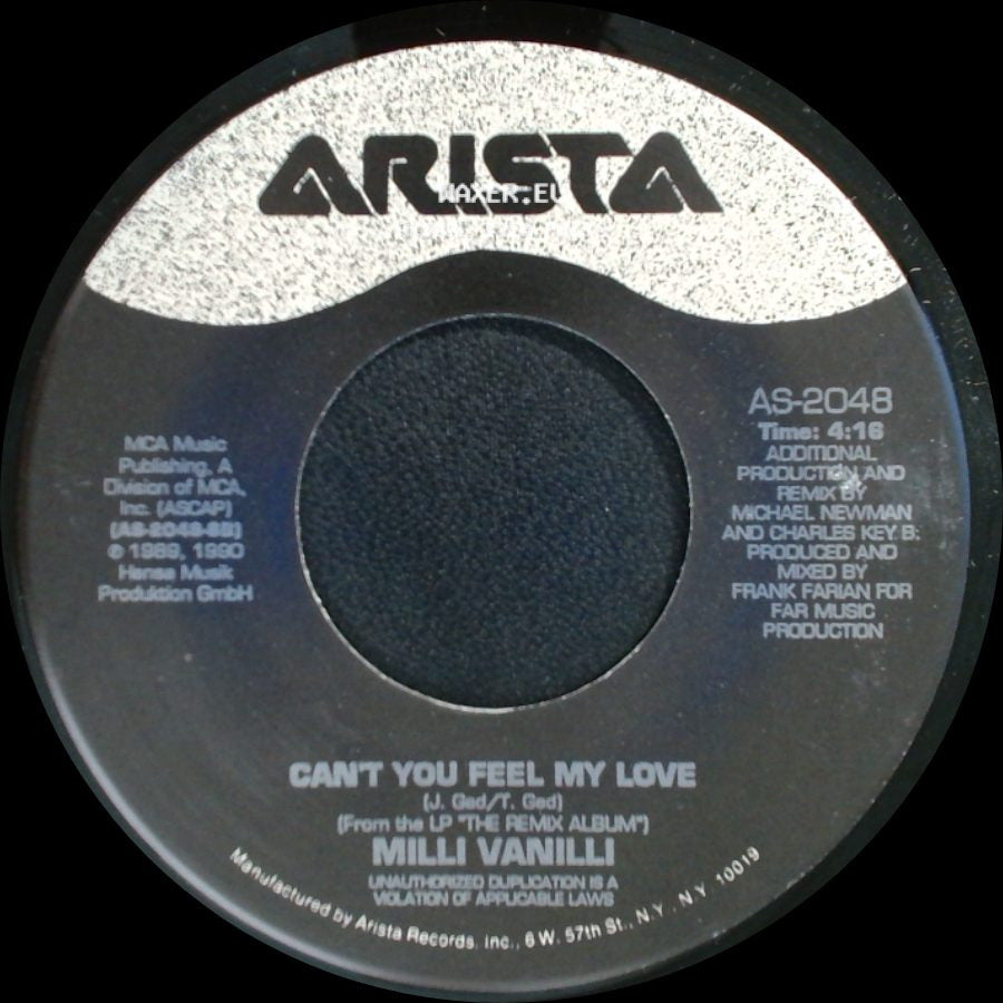 Milli Vanilli - Megamix / Can't You Feel My Love side B