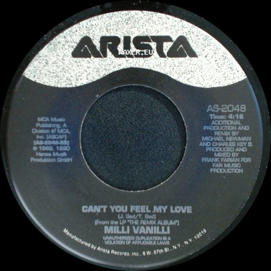 Milli Vanilli - Megamix / Can't You Feel My Love side B