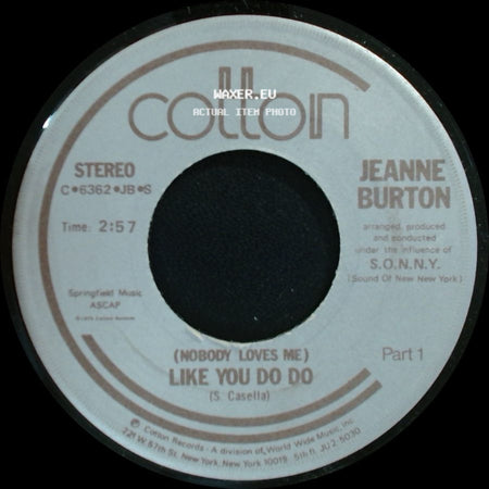 Jeanne Burton - (Nobody Loves Me) Like You Do Do / (Nobody Loves Me) Like You Do Do Part 2 side A