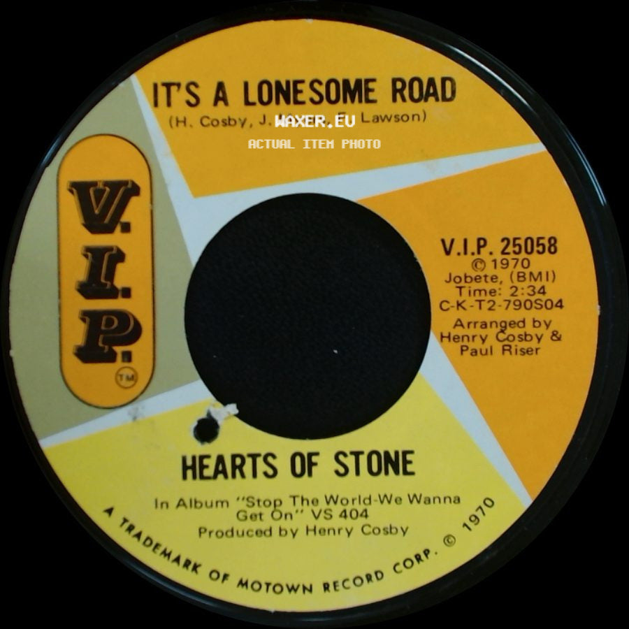 Hearts Of Stone - Yesterday's Love Is Over / It's A Lonesome Road side B