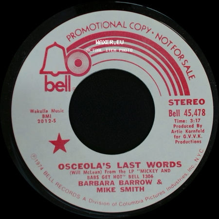 Barbara Barrow & Mike Smith - Osceola's Last Words / Osceola's Last Words side B