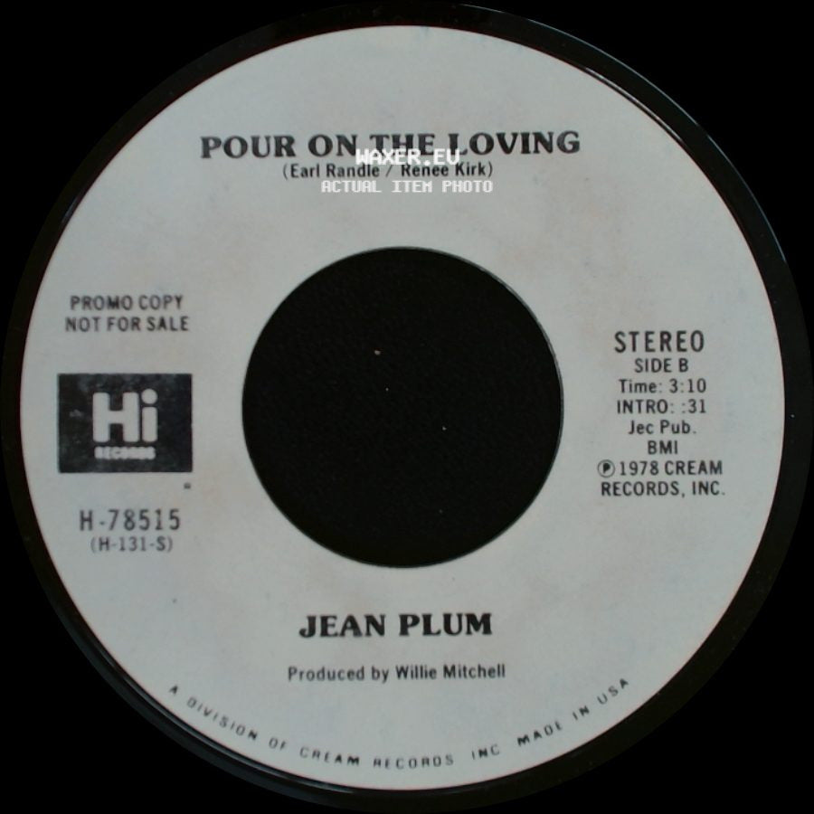 Jean Plum - Pour On The Loving / Pour On The Loving side B