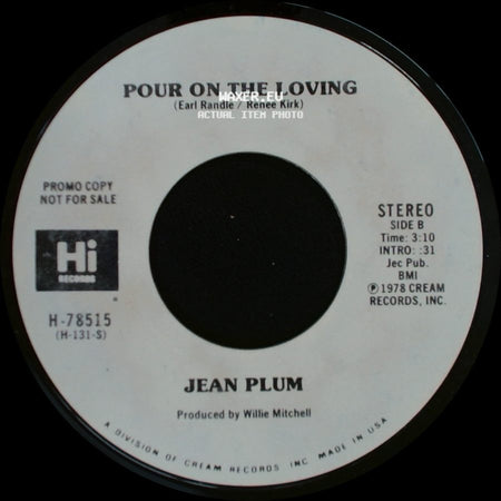 Jean Plum - Pour On The Loving / Pour On The Loving side B
