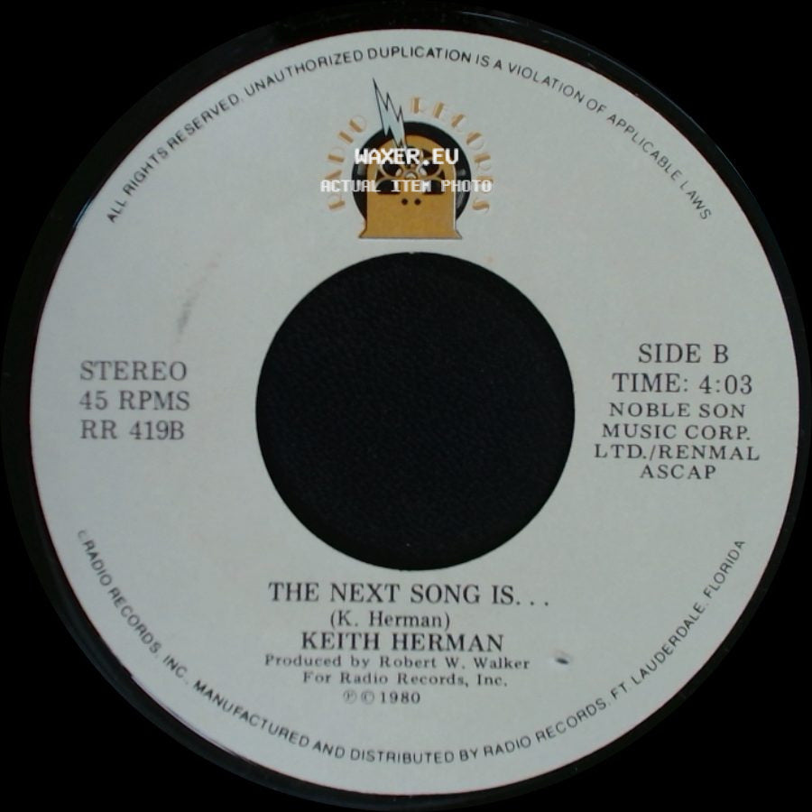 Keith Herman - Body Body (She Knows What To Do) / The Next Song Is... side B