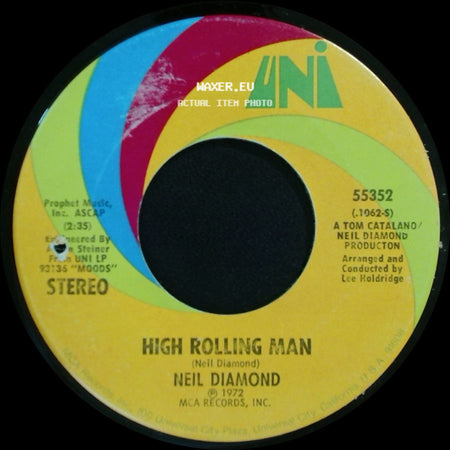 Neil Diamond - Walk On Water / High Rolling Man side B