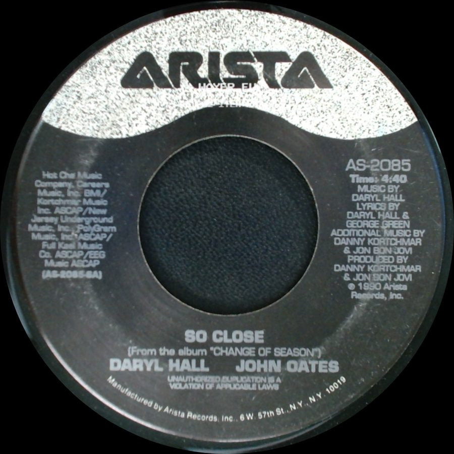 Daryl Hall John Oates - So Close Unplugged / So Close side B