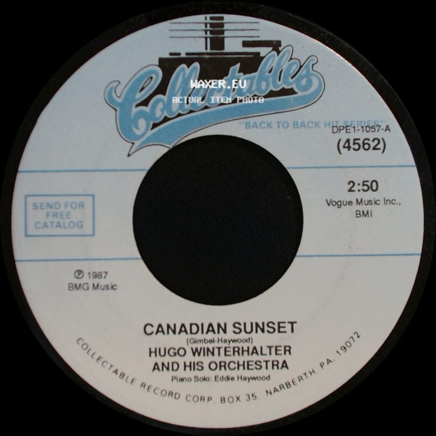 Hugo Winterhalter And His Orchestra - Blue Tango / Canadian Sunset side B