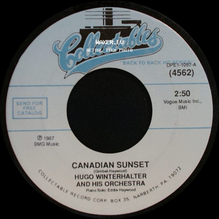 Hugo Winterhalter And His Orchestra - Blue Tango / Canadian Sunset side B