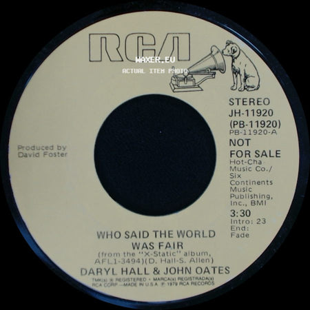 Daryl Hall & John Oates - Who Said The World Was Fair / Who Said The World Was Fair side B