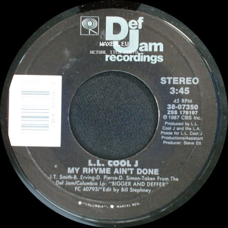 L.L. Cool J - My Rhyme Ain't Done / I Need Love side A